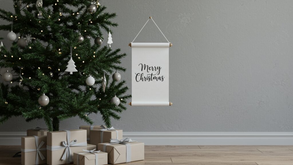 Modern Minimal Christmas Tree with Gifts